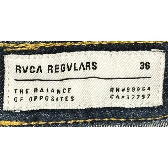 RVCA Jeans Mens Regulars The Balance Of Opposites Slim Blue Size 36 - Picture 11 of 15